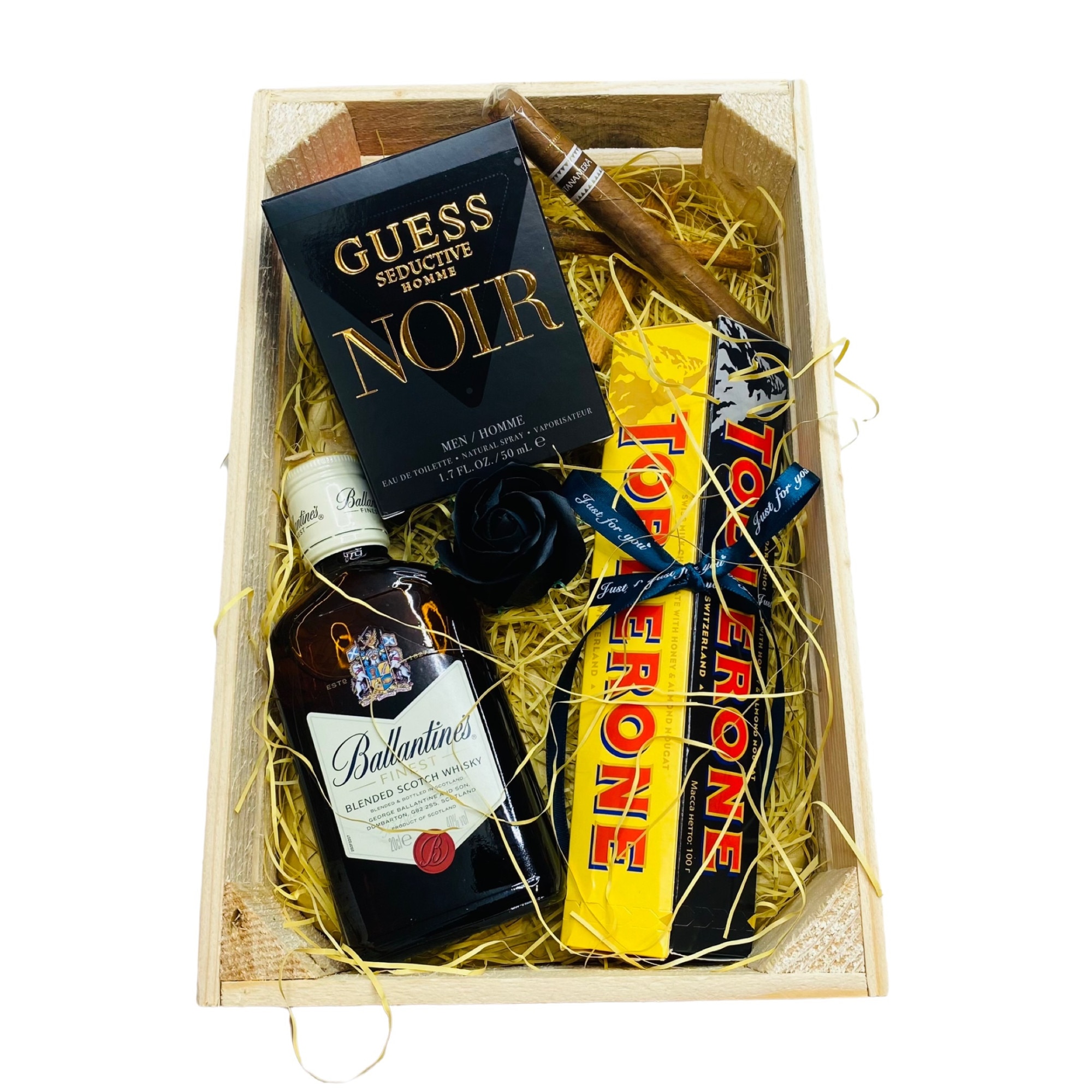 Cutie Cadou Chocobox Pentru Barbati Parfum Guess Seductive 50 Ml Ballantines Toblerone