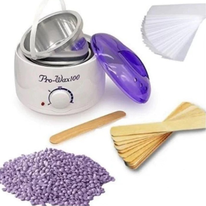 Kit epilare: Incalzitor de ceara + Spatule + Ceara elastica