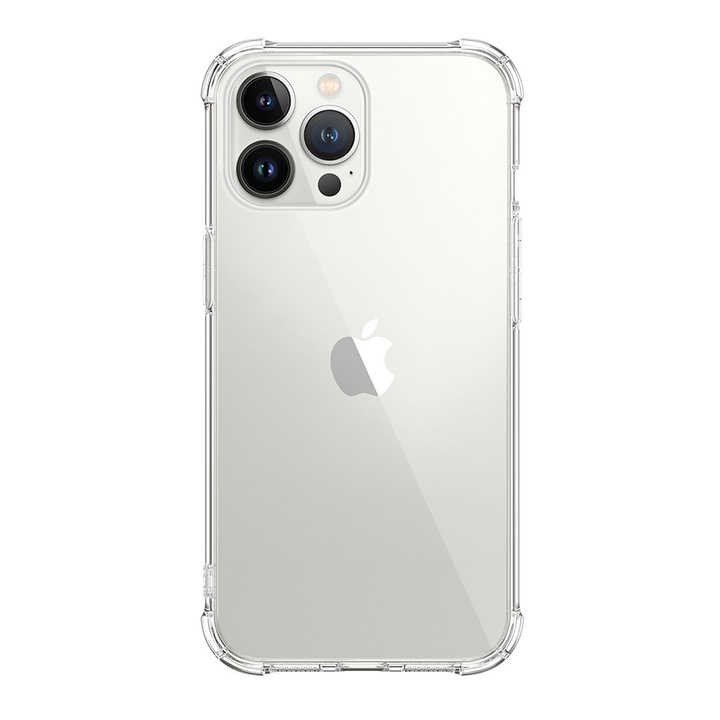 Husa Silicon Antisoc cu Colturi Intarite Compatibila cu iPhone 14 Pro Transparent
