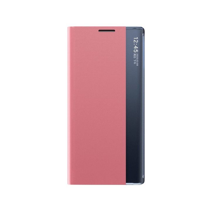 Husa pentru Samsung Galaxy Note 20, flip cover Sleep Case, Roz Negru, HUR-BBL6410