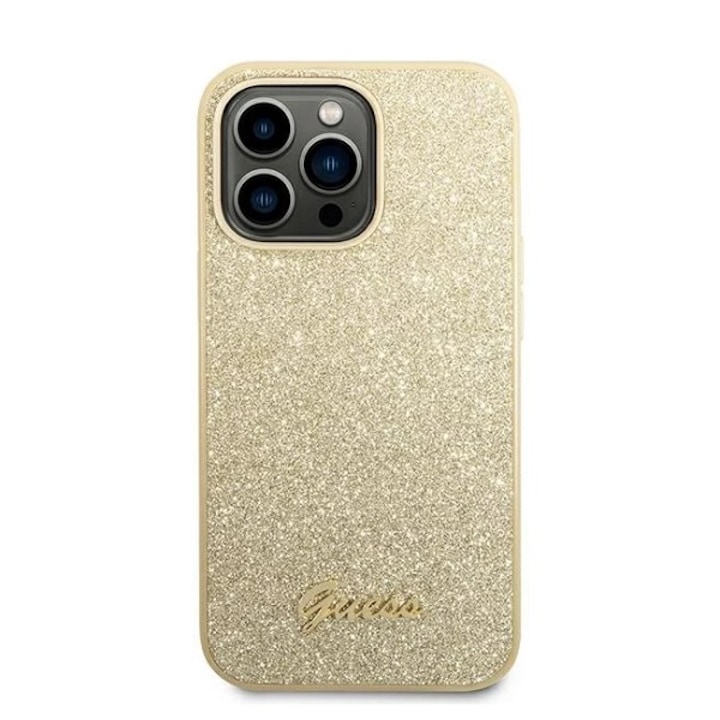 Калъф Guess Glitter Script за iPhone 14 Pro Max (6.7″), Златист