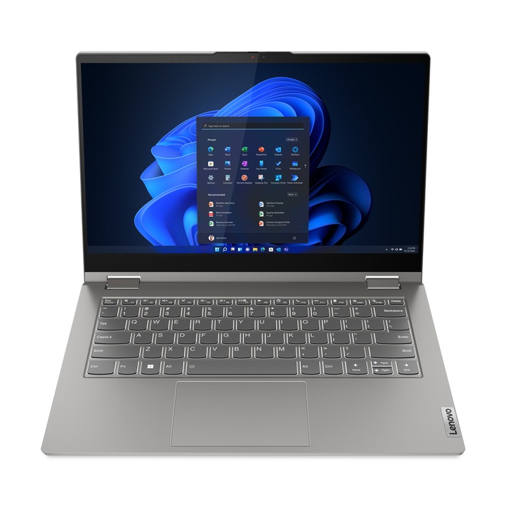 Лаптоп Lenovo ThinkBook 14s Yoga G3 IRU, 21JG000DBM, 14", Intel Core i7-1355U (10-ядрен), Intel Iris Xe Graphics, 16GB 3200MHz (1x 8GB onboard) DDR4, Сив