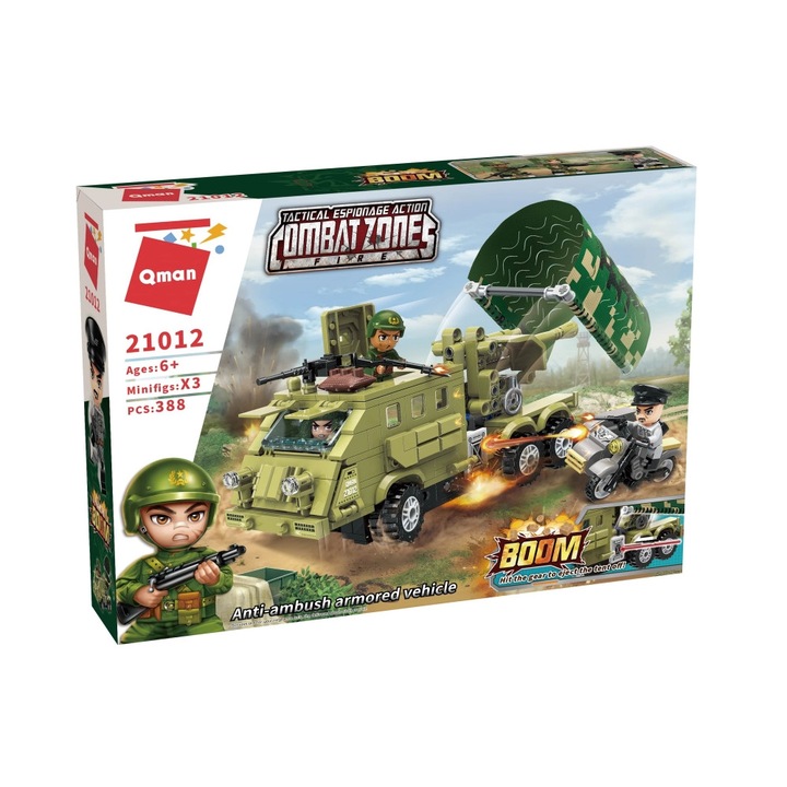 Set constructie, Qman, Combat Zone, Vehicul blindat anti-amscada, 388 piese