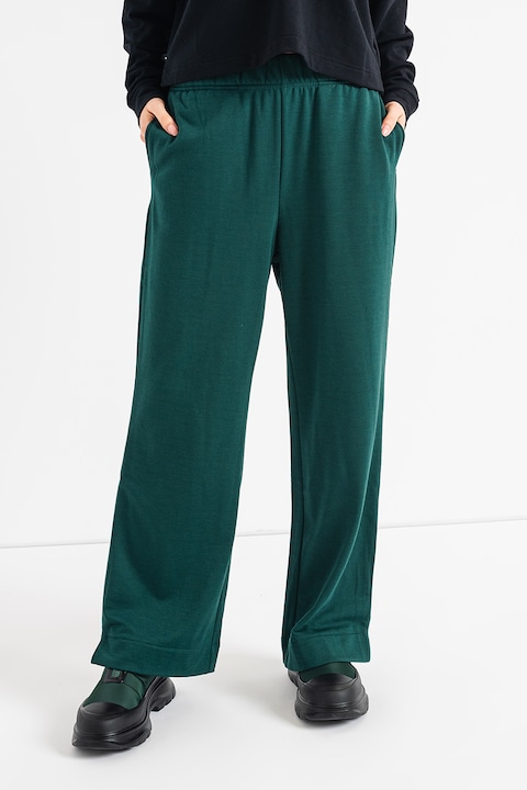GAP, Спортен панталон с широк крачол и еластична талия, Тъмнозелен