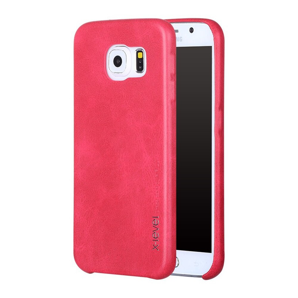 Husa de protectie spate X-Level Vintage pentru Galaxy S6 Edge, rosu
