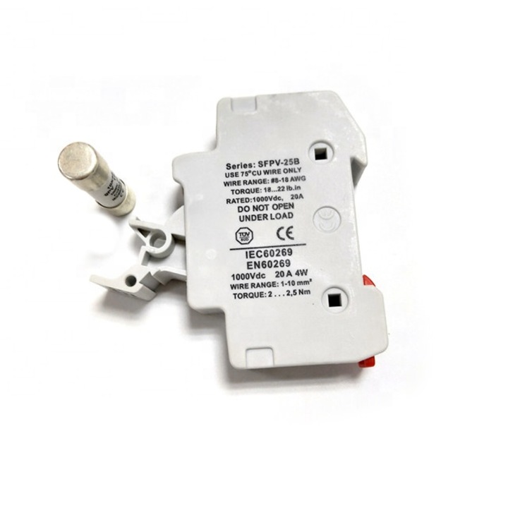 Soclu Siguranta Fuzibila cu Siguranta Ultrarapida inclusa, 10x38mm 25A 1000 VDC