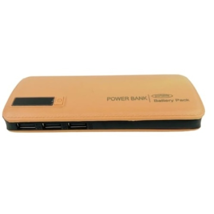 Baterie externa FOXMAG24, 3 port USB si lanterna, bej