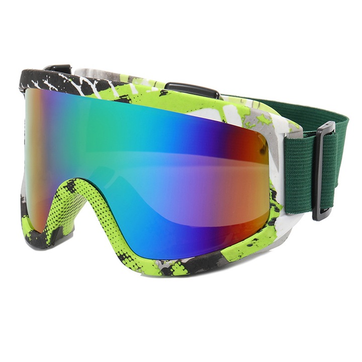 Ochelari Ski sau Snowboarding, Protectie UV, Marime universala, Multi Green, KOF-BBL6527
