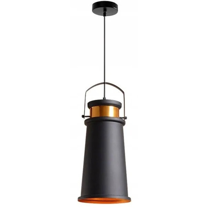Pendul Asti 1 Sursa E27 60W Negru Auriu Metal 200x450 mm