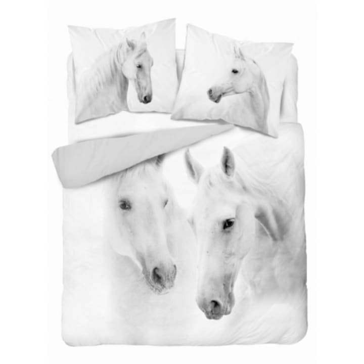 Комплект спално бельо, Detexpol, Памук, Бяло, 160x200 см