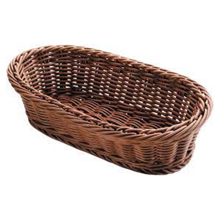 Cos pentru paine din ratan sintetic, oval, maro, dimensiuni 19x14x8 cm