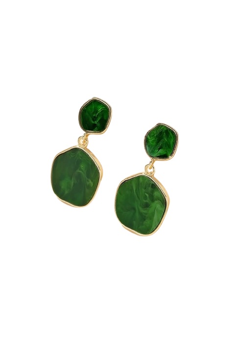 Női fülbevaló, kő nélkül, fémötvözet, zöld