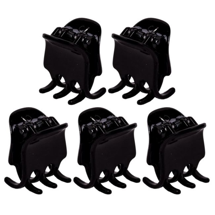 5 db-os hajcsat készlet, Műanyag, Fekete, 2,5 cm