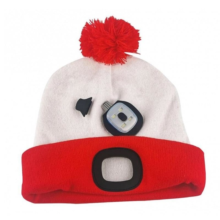 USB újratölthető LED sapka, Strend Pro X-mas Red, unisex, univerzális méret, 4xSMD, Li-Ion