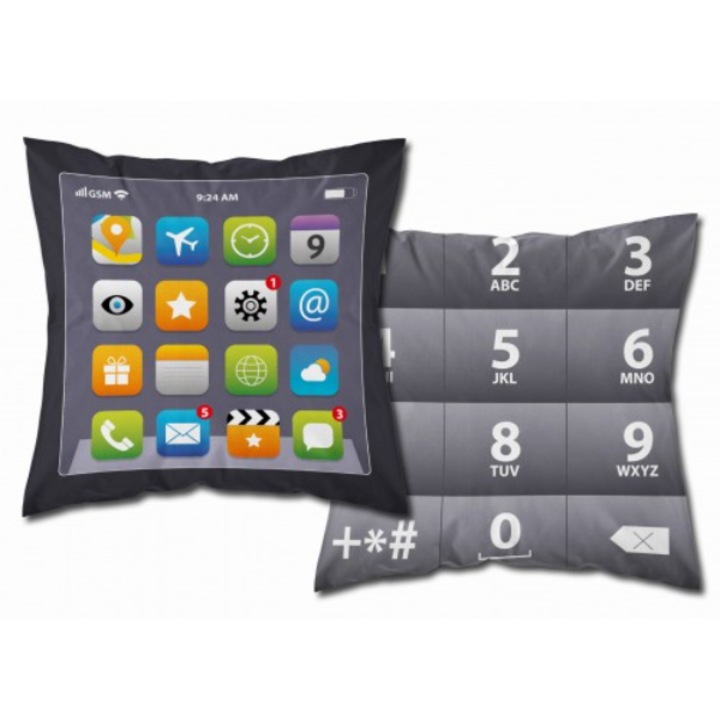 Бебешка калъфка за възглавница, Detexpol, Памук, 40 х 40 см, Две лица, Свети в тъмното, Модел телефон, Многоцветен