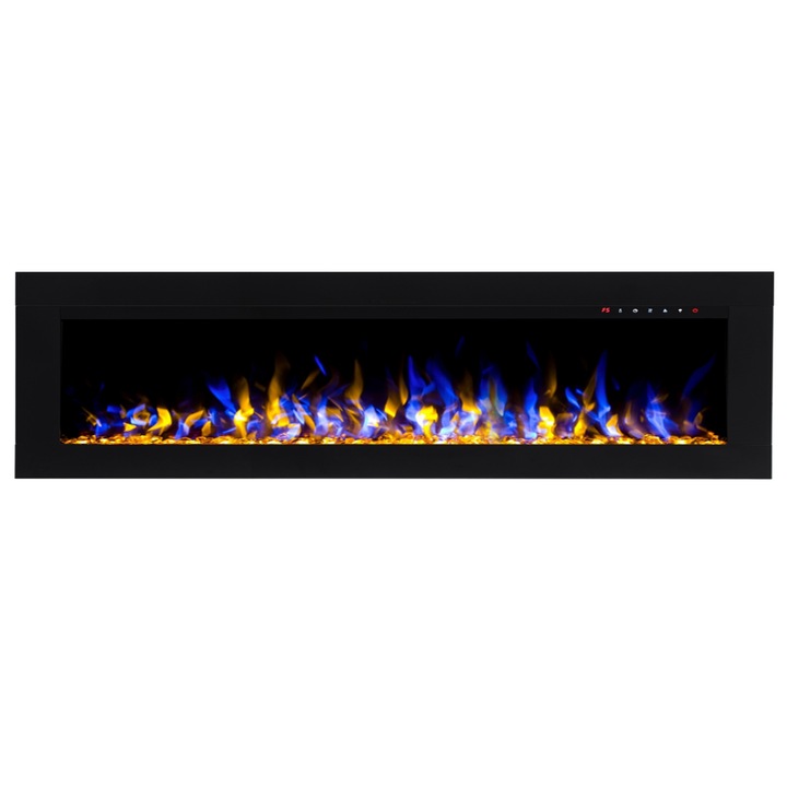 Semineu electric liniar incorporabil 3D Aflamo Diamond 183 Negru cu sunet