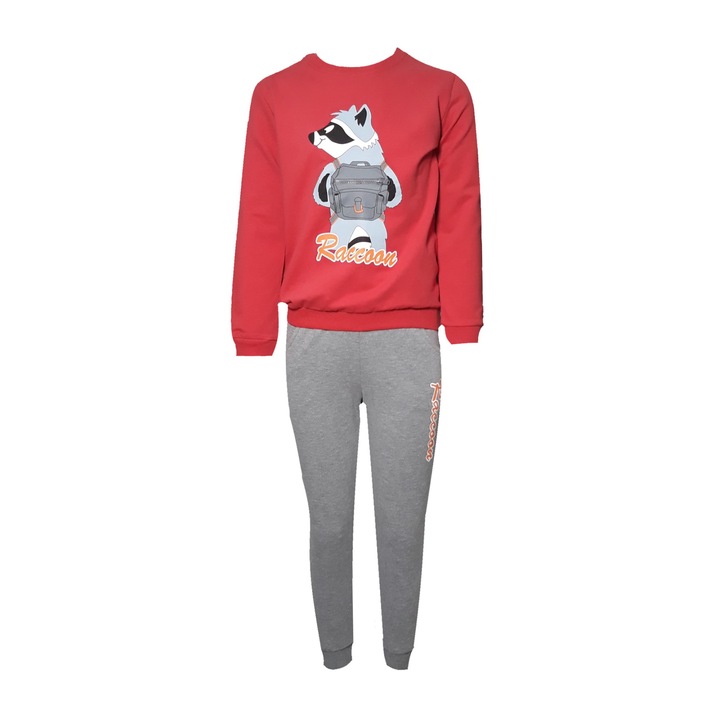 Compleu sport, copii, rosu caramiziu/gri, doua piese