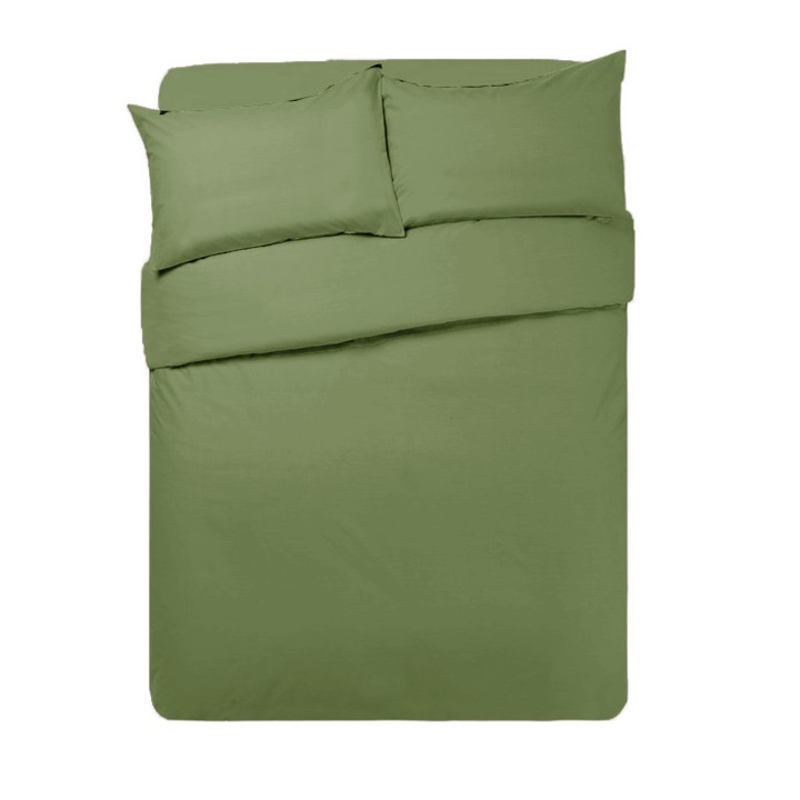 Комплект спално бельо от 4 части кв. метър плътно военнозелен цвят състоящ се от плик за завивка 220/200, 2 калъфки за възглавница, калъф за матрак 220/200 с цип