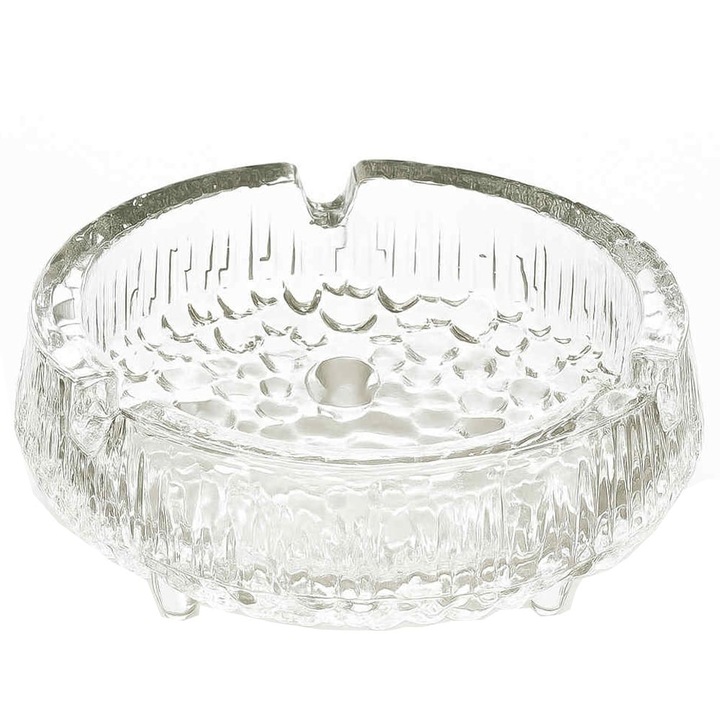 Scrumiera Pufo Gallant din sticla, 11 cm, rotunda- design elegant si rezistent pentru interior sau exterior