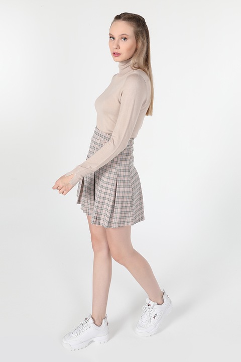 COLIN'S, Pulover slim fit cu guler inalt, Maro deschis