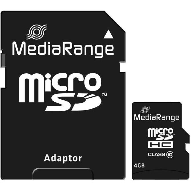 Card de memorie MediaRange micro SDHC 4Gb clasa 10 cu adaptor SD