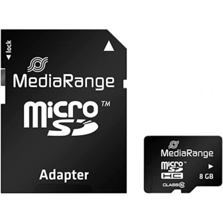 MediaRange micro SDHC 8Gb карта с памет клас 10 със SD адаптер
