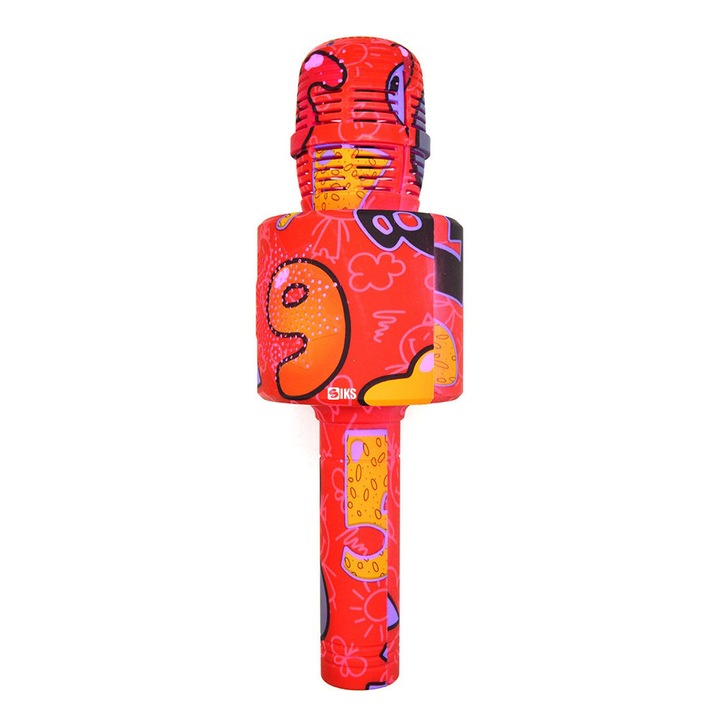 SIKS LY100 Karaoke mikrofon, vezeték nélküli, M2, gyerekeknek, Grafitti modell, 100 Hz, iOS, Android, táblagép, számítógép, Bluetooth, USB