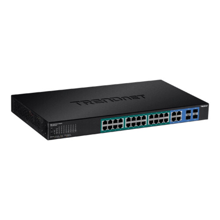 Превключвател 28 портури Gigabit Web Smart, 24 x PoE+, 4 x Gigabit/SFP - TRENDnet TPE-2840WS