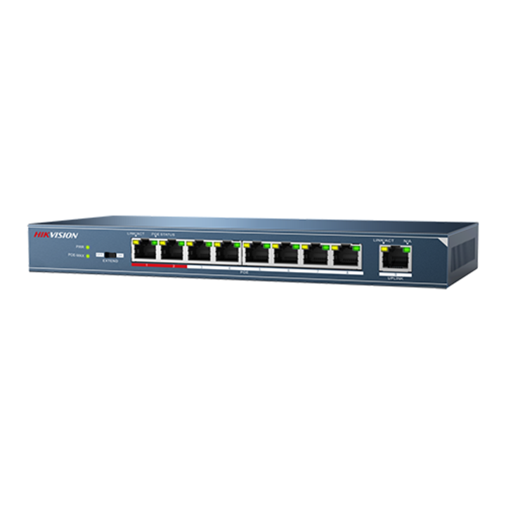 Комутатор 8 PoE порта, 1 uplink порт - HIKVISION, DS-3E0109P-EM