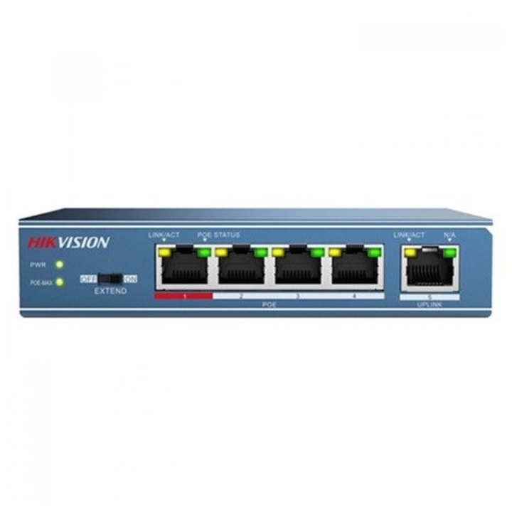 Switch Hikvision DS-3E0105P-E (B), 4 portos, PoE