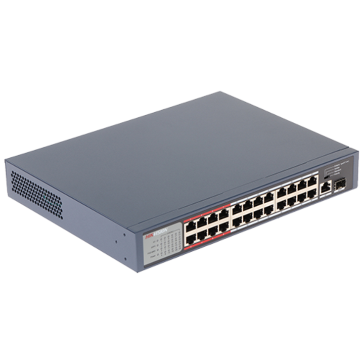 24 portos PoE switch, 2 portos uplink - HIKVISION DS-3E0326P-E-M