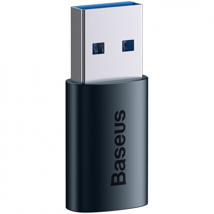 ADAPTOR Baseus Ingenuity Series Mini OTG, USB 3.1 (T) to USB Type-C (M), corp metalic, albastru