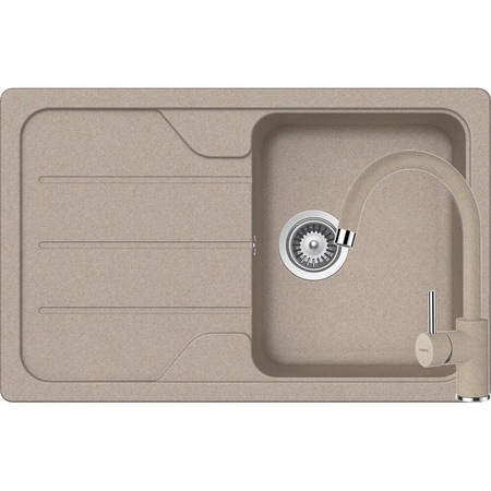 Kit chiuveta Schock Formhaus D-100S 780 x 500 mm si baterie Schock Plutos Sabbia Cristalite