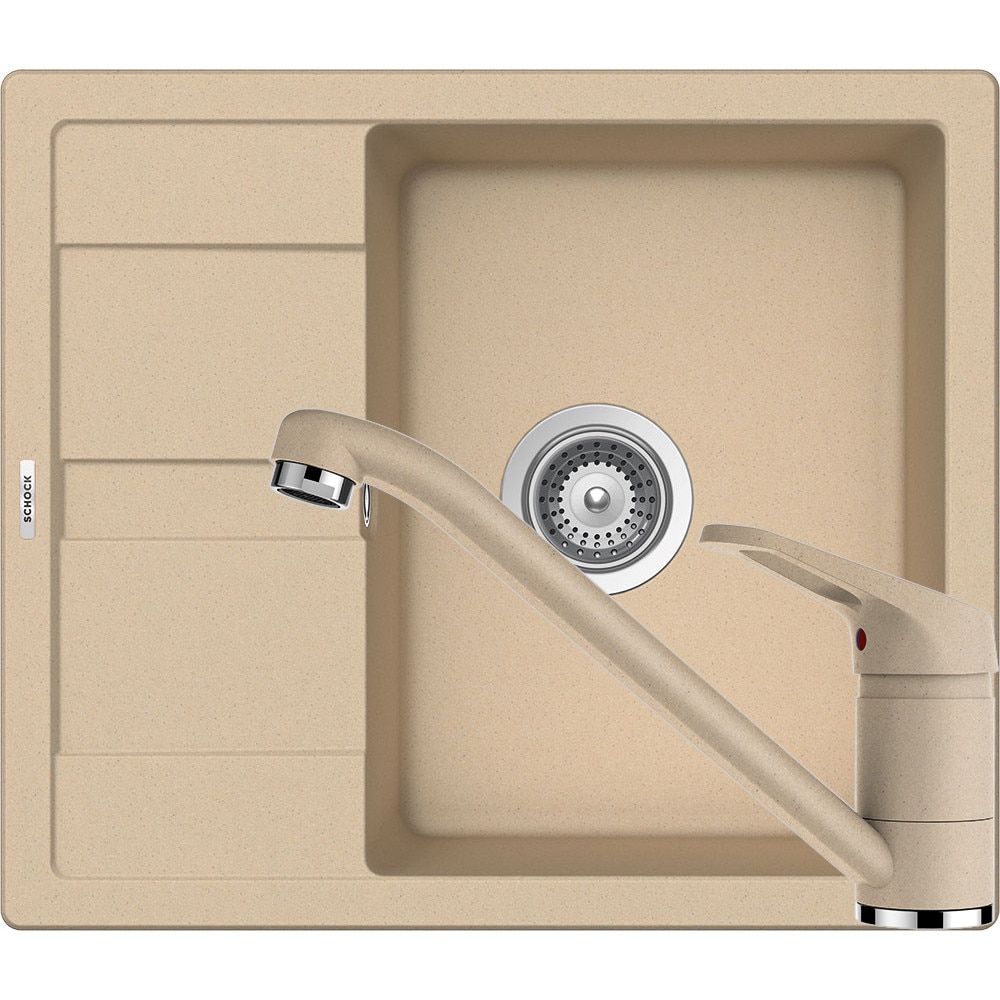 Kit chiuveta Schock Ronda D-100 580 x 500 mm si baterie Schock Cosmo Moonstone Cristalite