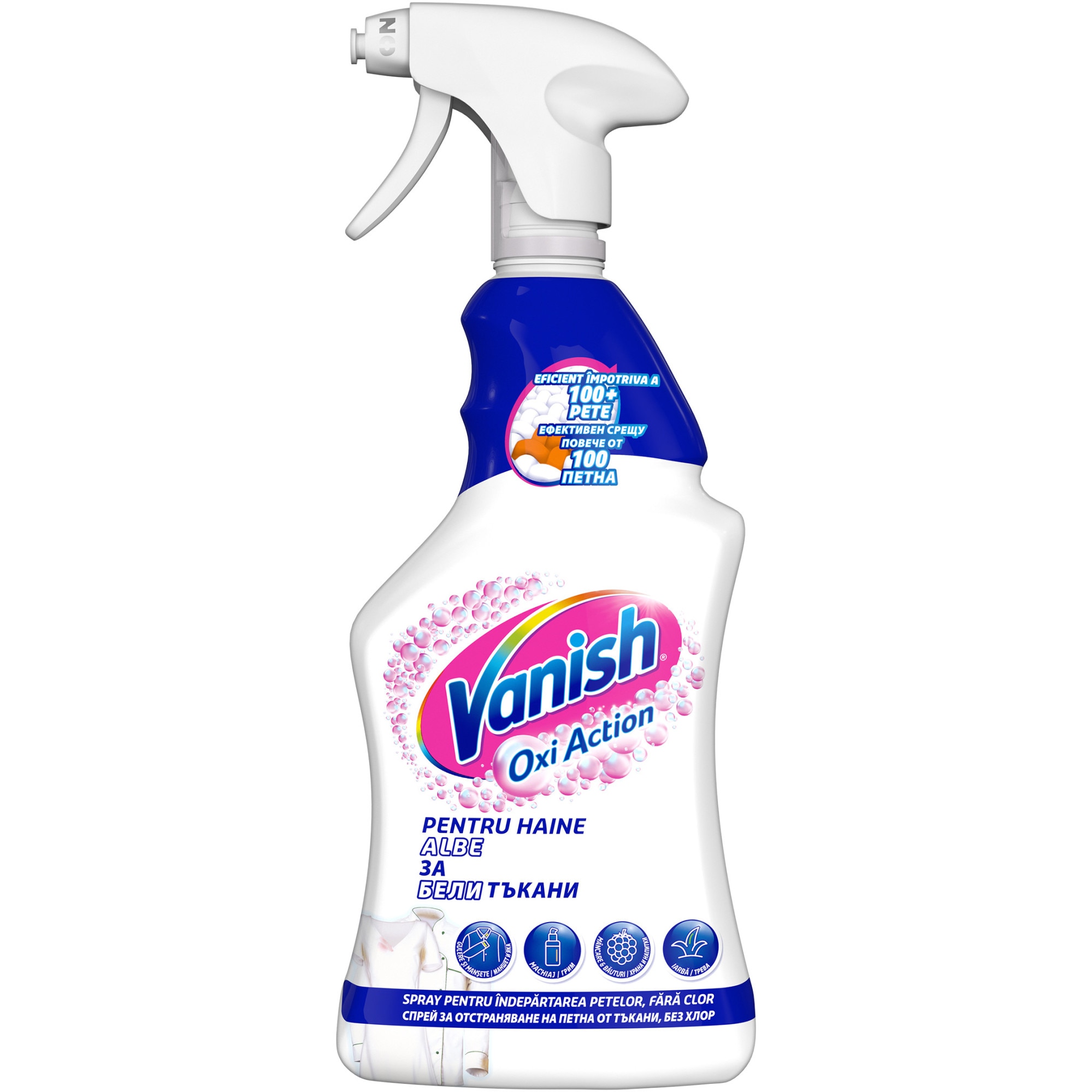 Spray pentru indepartarea fara Vanish Oxi Action White pentru albe, 500ml - eMAG.ro