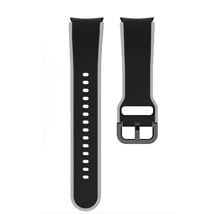 Curea din silicon 20 mm THD pentru Samsung Galaxy Watch 5 44 mm/40 mm si Samsung Galaxy Watch 5 Pro 45 mm, model Dual Tone, culoarea negru/gri