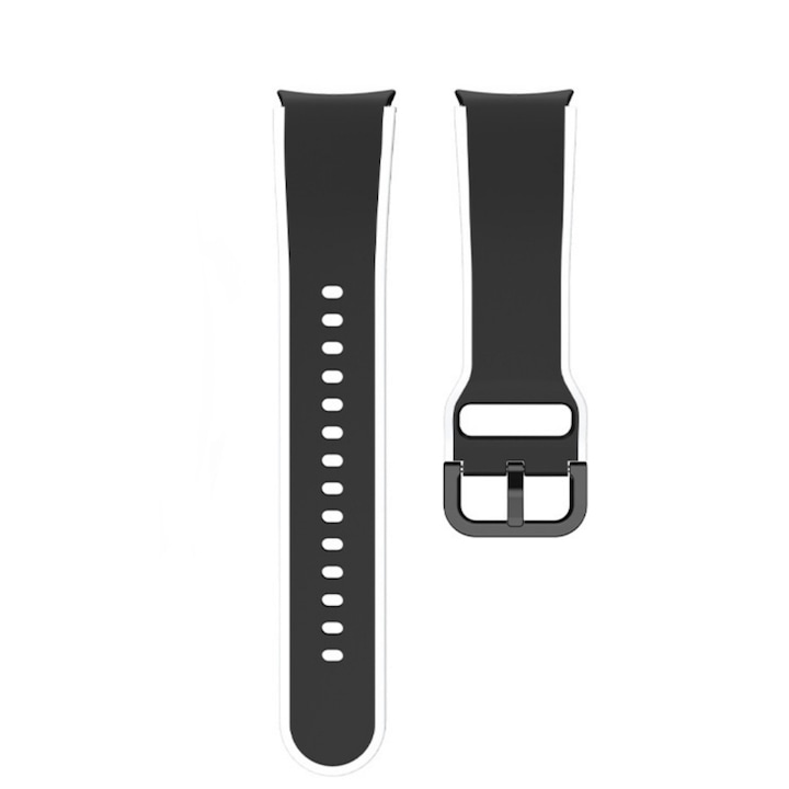 Силиконова каишка 20 мм THD за Samsung Galaxy Watch 5 44 мм/40 мм и Samsung Galaxy Watch 5 Pro 45 мм, модел Dual Tone, цвят черен/бял