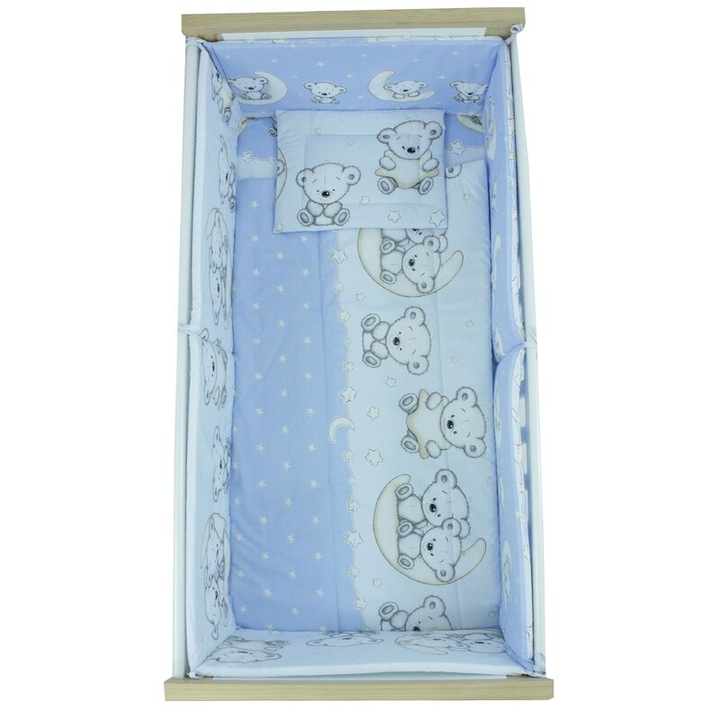 Lenjerie 5 piese, Prichindel, Ursulet sir albastru,140x70cm