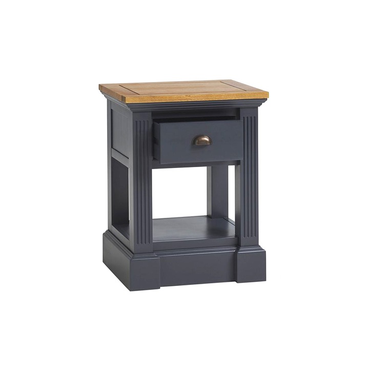 Noptiera London, Lemn Masiv, mobarta, 50x44x65cm, Albastru/Natur