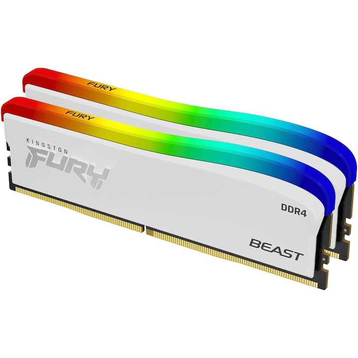 Kingston FURY Beast RGB 32GB (2x16GB) memória, DDR4, DIMM, 3200MHz, CL16