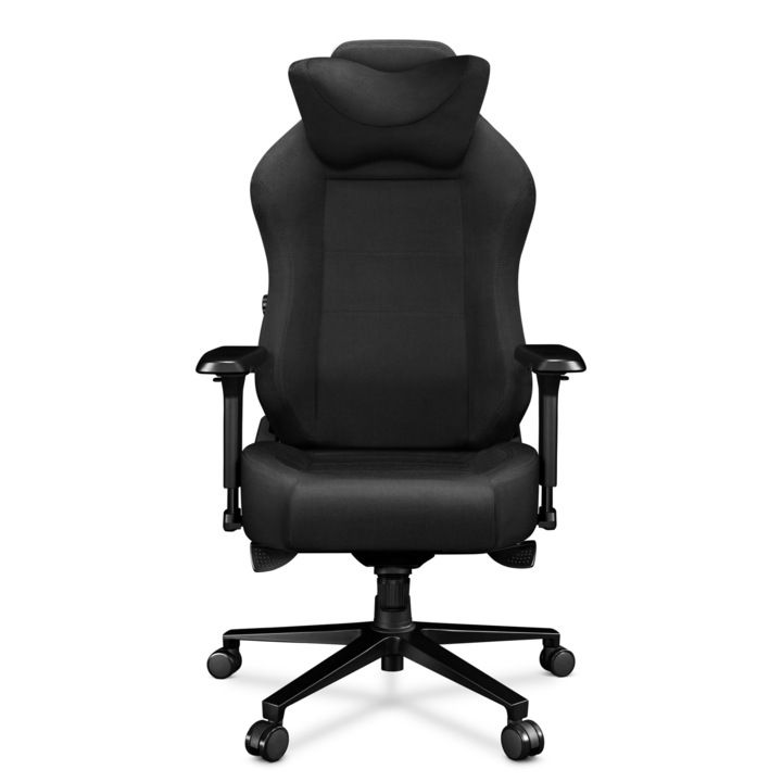 Scaun de Birou - YUMISU 2054 Black, Negru, material textil, cusaturi negre, maxima suportata 150 kg, Scaun Gaming, Perne velur, Scaun rotativ, Inclinabila la 165°, Reglare cotiera, spatar rabatabil, cu inaltime reglabila, Fotoliu Profesional