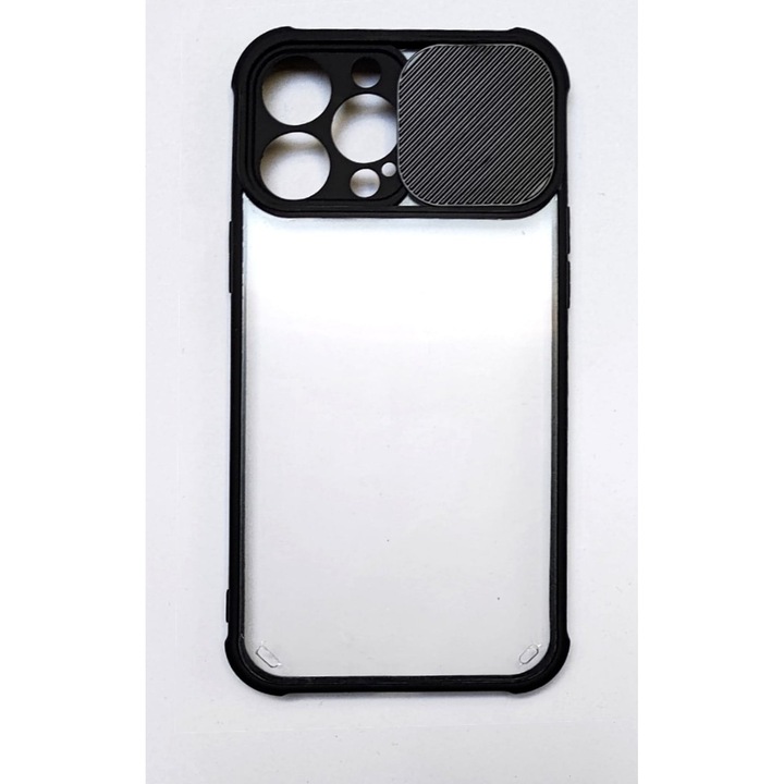 Husa silicon, compatibila cu Iphone 13 Pro Max cu protectie camera, Negru
