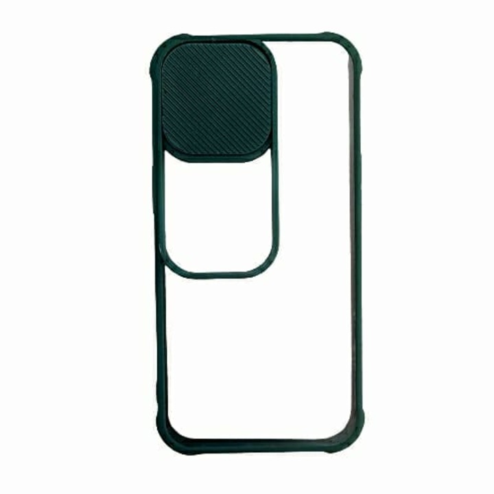Husa silicon, compatibila cu Iphone 13 PRO cu protectie camera, Verde