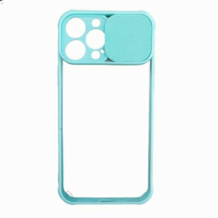 Husa silicon, compatibila cu Iphone 13 Pro Max cu protectie camera, Albastru deschis