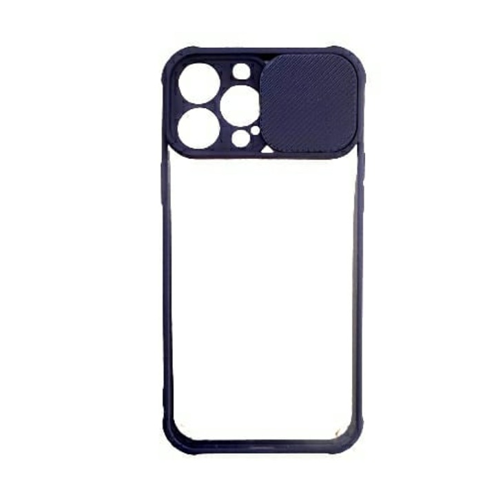 Husa silicon, compatibila cu Iphone 13 Pro Max cu protectie camera, Bleu Marin