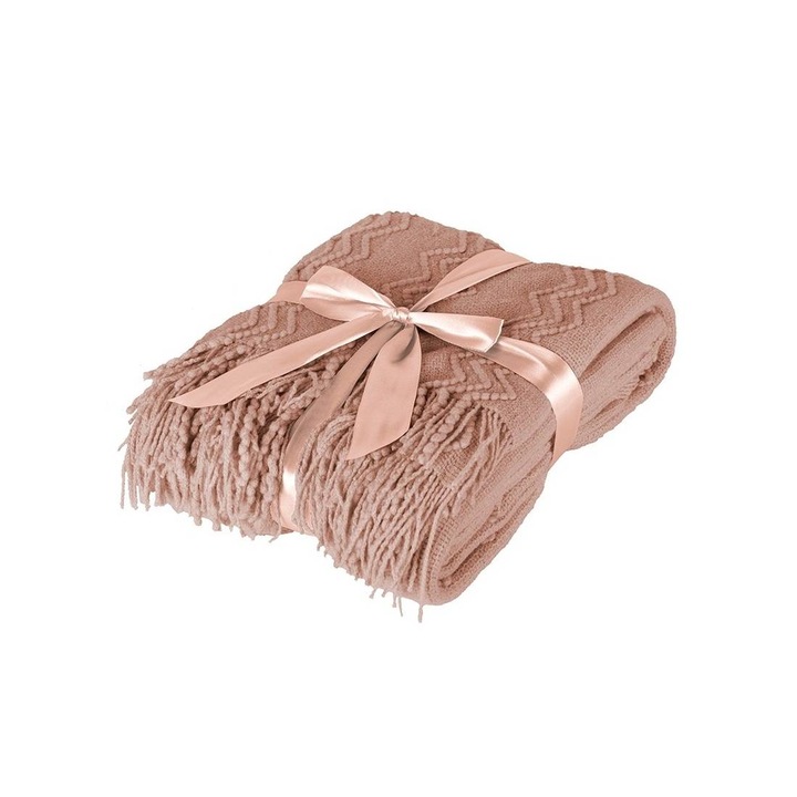 Patura Marilyn Dilios, 130x170 cm, tricot, 100% acril, roz