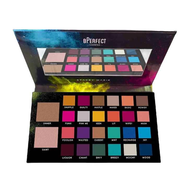 Сенки за Очи - Най-Качествените и Достъпни Палитри на Пазара в България Палитра сенки за очи Carnival, BPerfect Cosmetics, Stacey Marie, 24 нюанса, 2 хайлайтъра, Multicolor