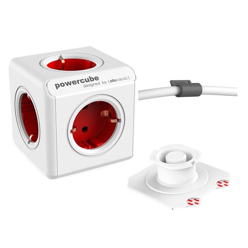 Prelungitor PowerCube Allocacoc 1300RD Extended, 1.5m, Rosu