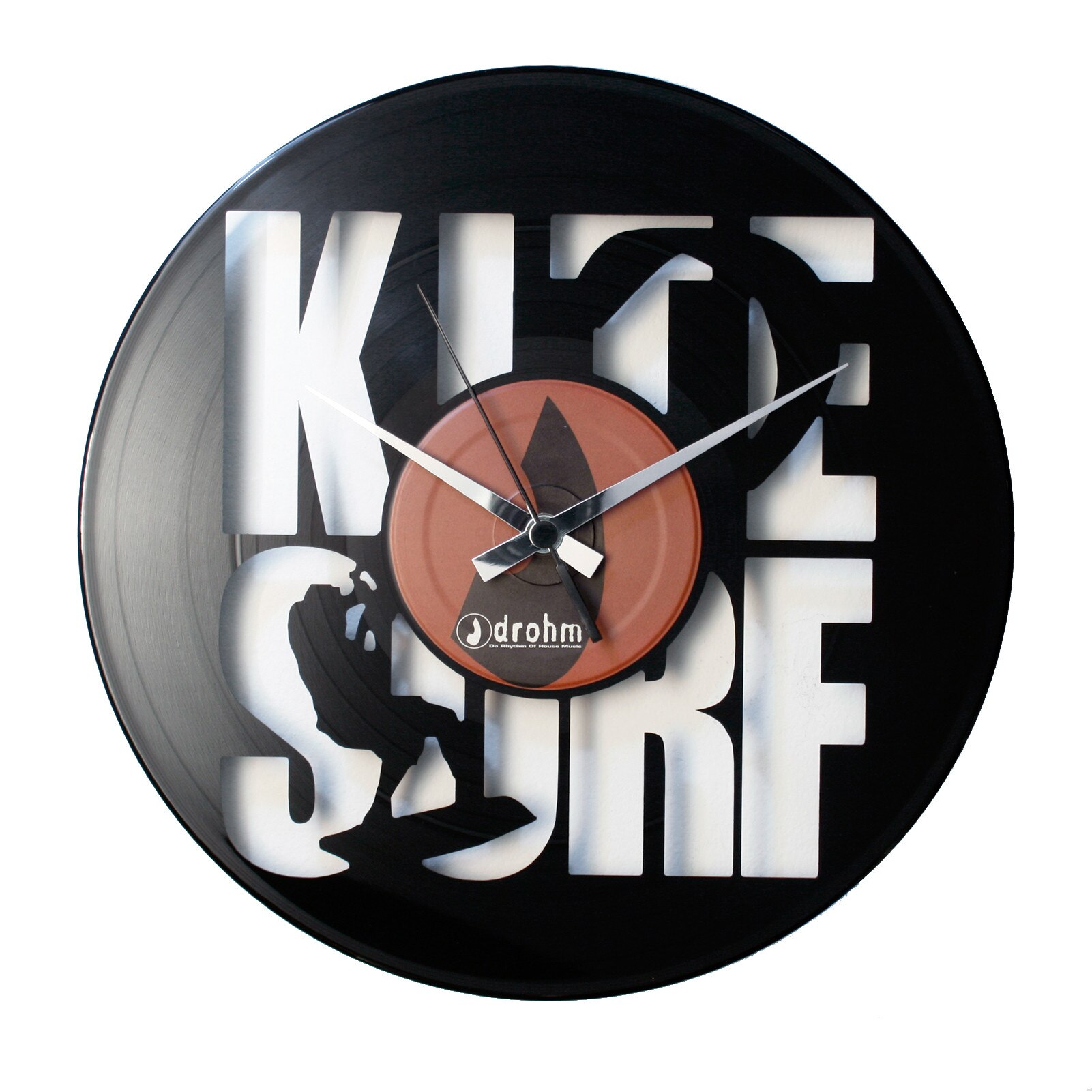Ceas de perete din vinyl-uri reciclate, Kite surf - Classic Collection