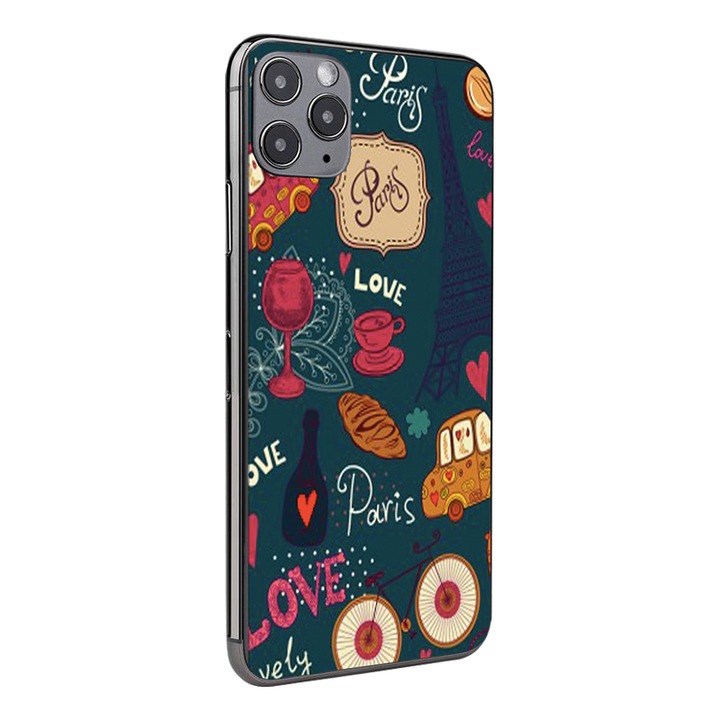 Folie Skin Back for Apple Iphone 11 Pro, Paris Design, High Grip, Teljes ragasztó, Könnyű telepítés, Többszínű